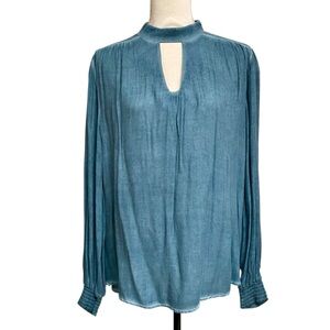 Young Fabulous & Broke On the Road Blue Rayon Keyhole Blouse Size M